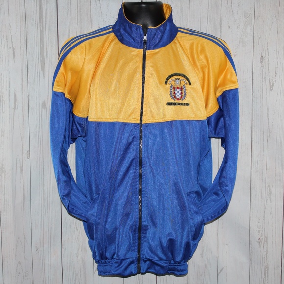 adidas Other - Adidas Medium 3 Stripes Blue Gold Track Jacket